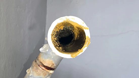 Equipment_550x310 A close-up of a dirty pipe interior.
