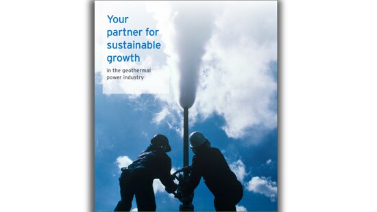 Cover of a brochure on geothermal capabilities for sustainable growth in the power industry.